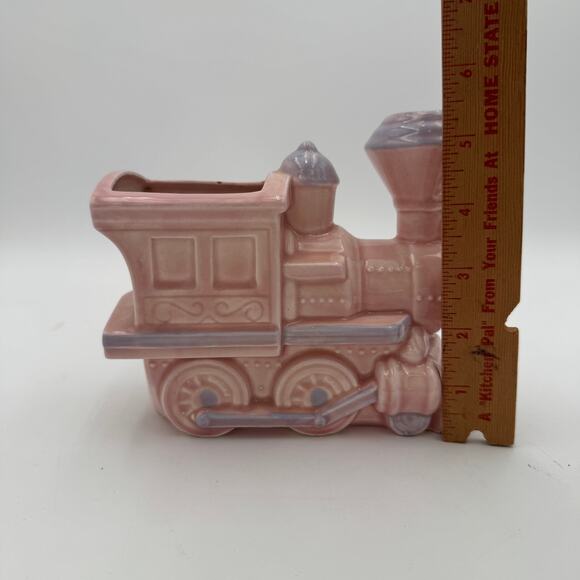 Vintage Baby Train Vase Planter Pink and Blue - Picture 6 of 7